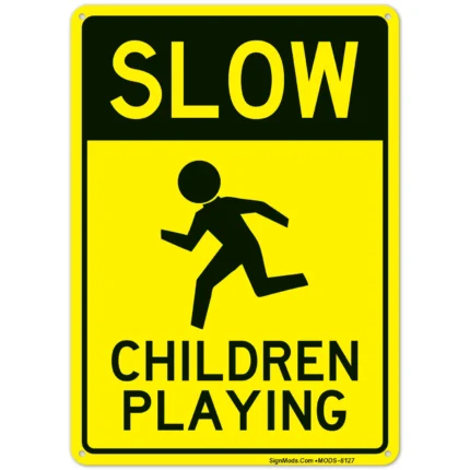 Go Slow Children Playing Sign